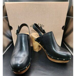 Kork-Ease Darby Slingback Retro Comfortable Clog Heel 7 Black Leather